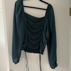 ARULA Teal Ruched Blouse
